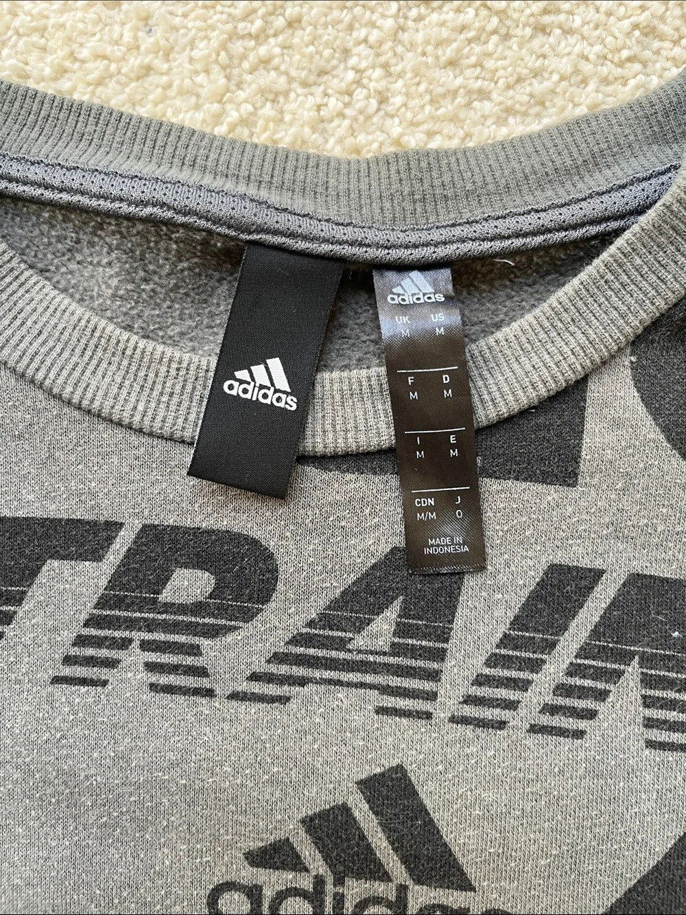 adidas Crewneck Sweatshirt in Grey with Black Graphic Print